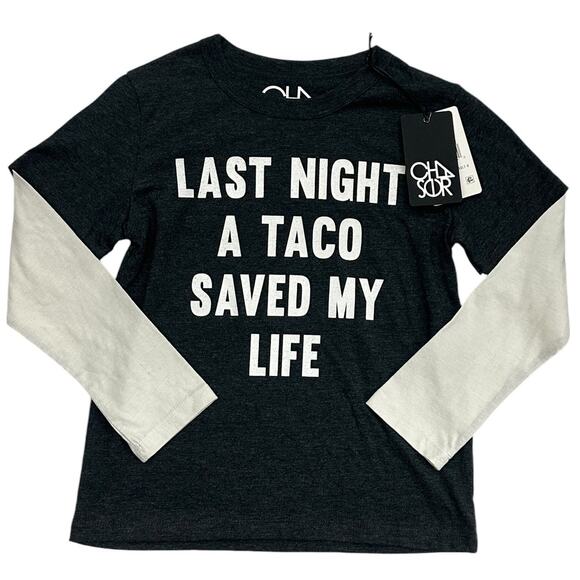 Chaser Kids Taco Saved My Life Long Sleeve Tee Size 8 NWT - Picture 1 of 4